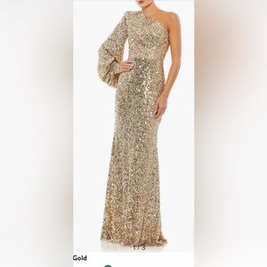 Gold Sequin One-Shoulder Gown